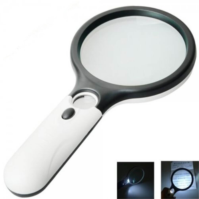 Magnifier 3 LED Light, Marrywindix 5X 20X Handheld Magnifier Reading Magnifying Glass Lens Jewelry Loupe White and Black